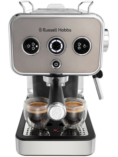 Кофеварка эспрессо RUSSELL HOBBS 26452-56 Distinctions Titanium, 1,1л, мелена + чалди, сріблястий