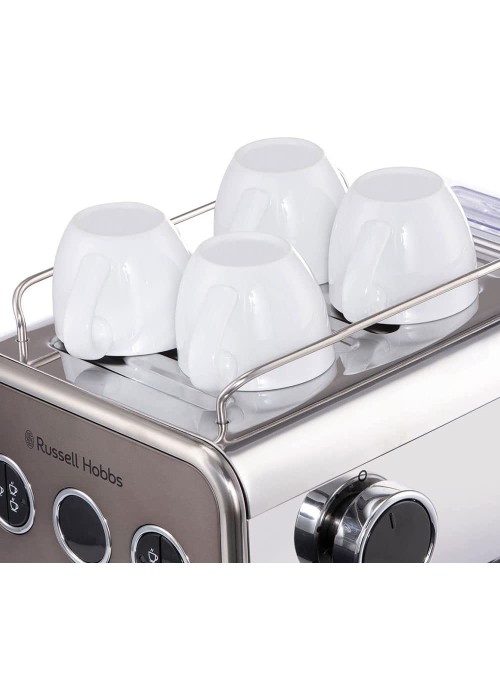 Кофеварка эспрессо RUSSELL HOBBS 26452-56 Distinctions Titanium, 1,1л, мелена + чалди, сріблястий