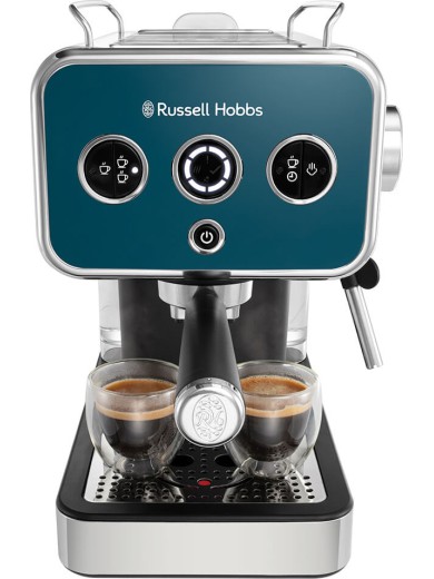 Кофеварка эспрессо RUSSELL HOBBS 26451-56 Distinctions Ocean, 1,1л, мелена + чалди, синьо-сріблястий