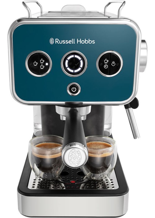 Кофеварка эспрессо RUSSELL HOBBS 26451-56 Distinctions Ocean, 1,1л, мелена + чалди, синьо-сріблястий