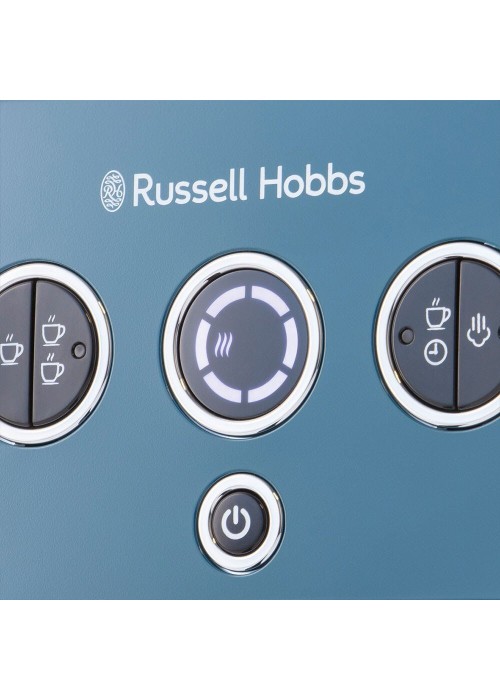 Кофеварка эспрессо RUSSELL HOBBS 26451-56 Distinctions Ocean, 1,1л, мелена + чалди, синьо-сріблястий