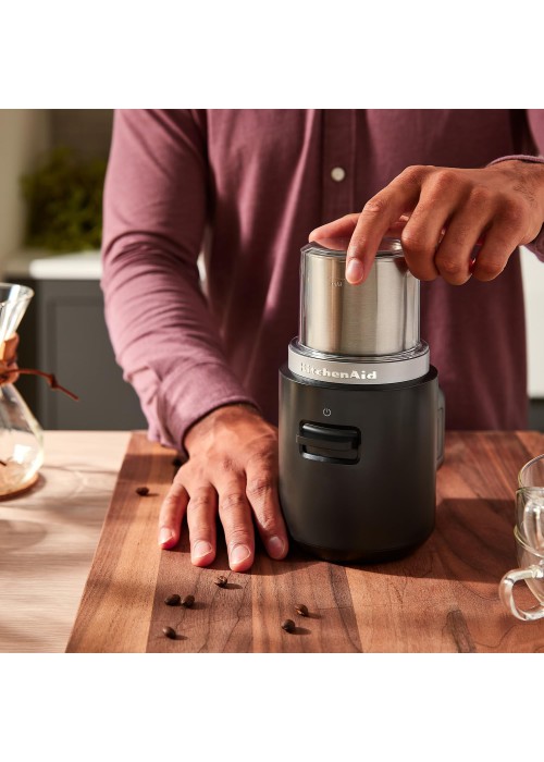 Кавомолка KitchenAid Go 5KBGR111BM 12V бездротова зі знімною батареєю, з акумулятором, матовий чорний
