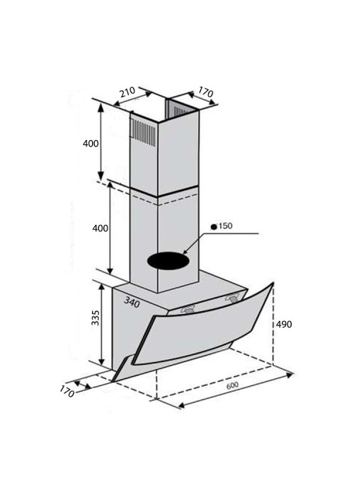 Витяжка VENTOLUX WAVE 60 BK (900) TRC