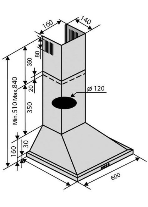 Витяжка VENTOLUX LIDO 60 INOX (700)