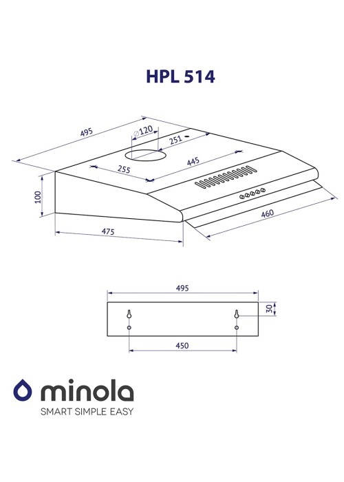 Витяжка Minola HPL 514 BL (пласка)