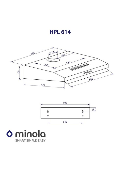 Витяжка Minola HPL 614 WH (плоска)