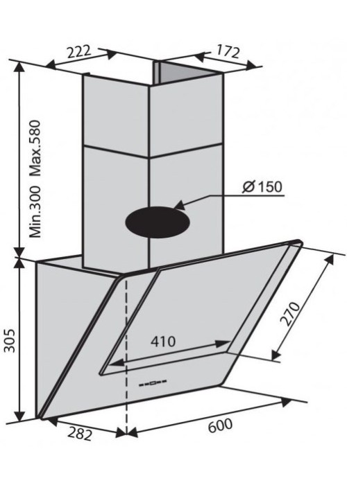 Витяжка VENTOLUX DIAMOND 60 WH (700) PB