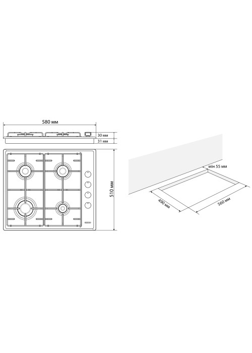 Варильна поверхня ELEYUS NOTA 60 WH EF