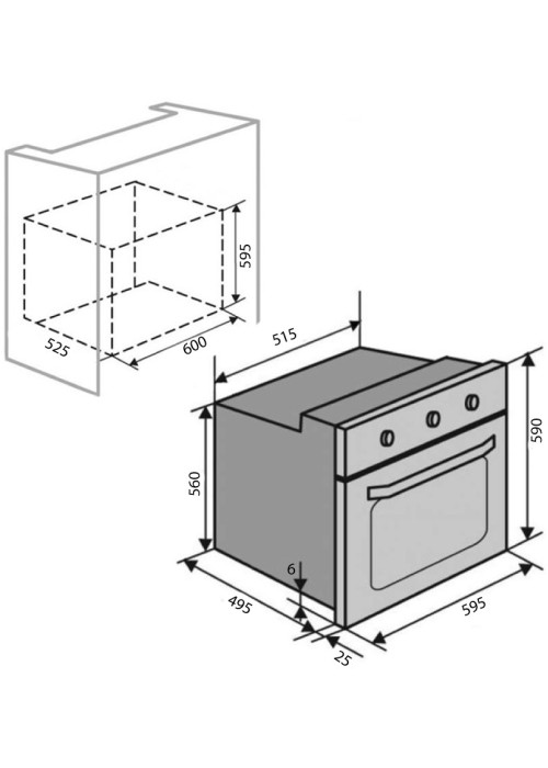 Духова шафа електрична VENTOLUX EO60MT-6K BK
