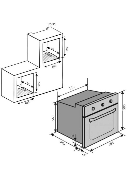Духова шафа електрична VENTOLUX EO60TC-6P IVG
