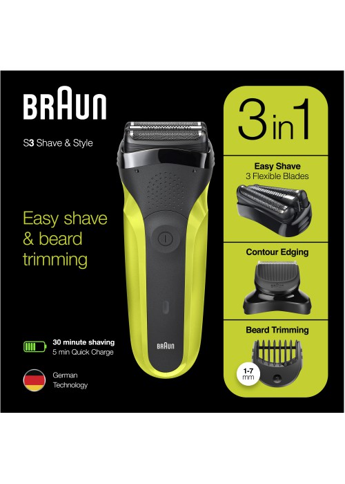 Електрична бритва BRAUN Series 3 300BT black/green