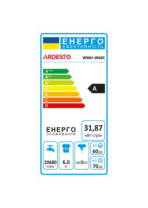 Пральна машина Ardesto WMH-W60C