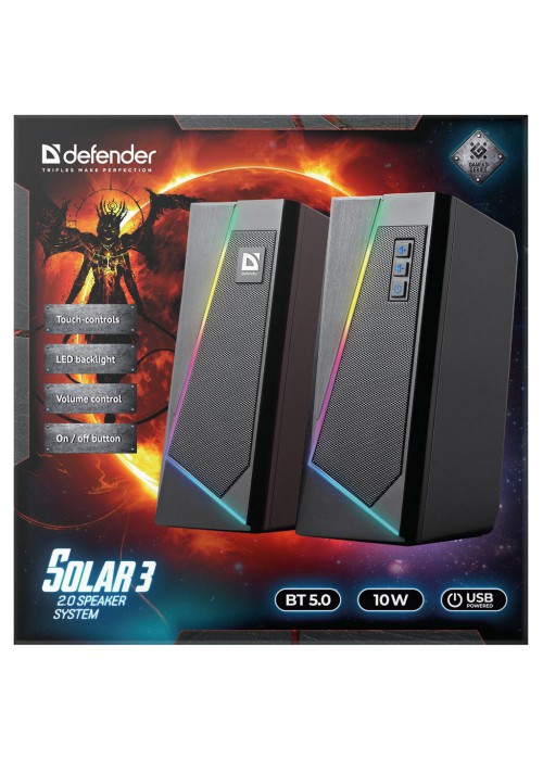 Акустична система Defender Solar 3 Bluetooth Light USB Black (65103)