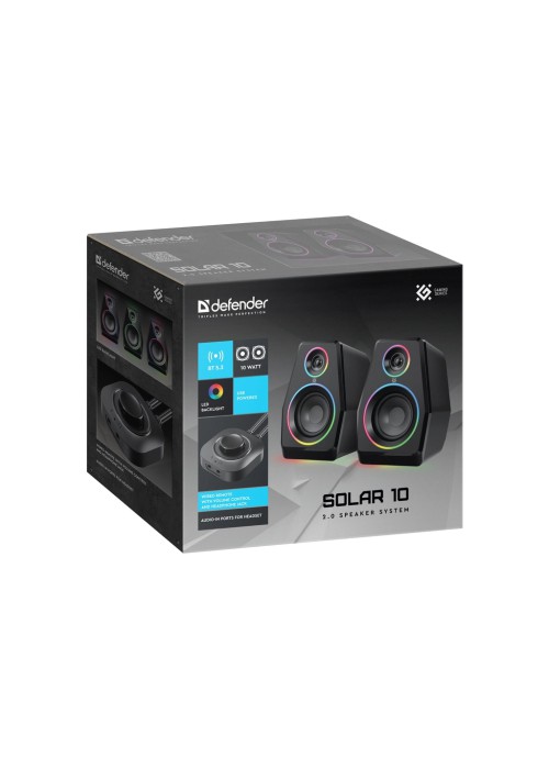 Акустична система Defender Solar 10 LED Bluetooth USB Black (65940)