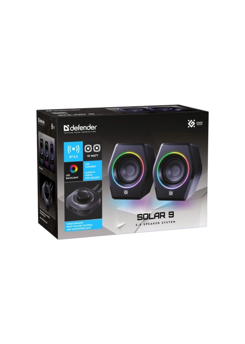 Акустична система Defender Solar 9 LED Bluetooth USB Black (65939)