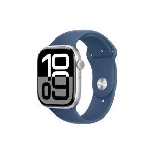 Смарт-годинник Apple Watch Series 10 GPS 46mm Silver Aluminum Case with Denim Sport Band - M/L (MWWM3QH/A)