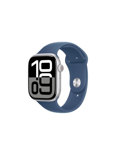 Смарт-годинник Apple Watch Series 10 GPS 46mm Silver Aluminum Case with Denim Sport Band - M/L (MWWM3QH/A)