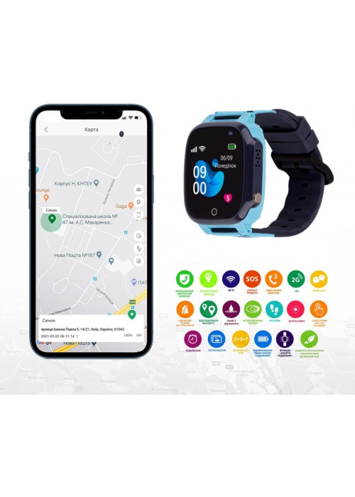Смарт годинник для дітей AmiGo GO008 MILKY GPS WIFI Blue
