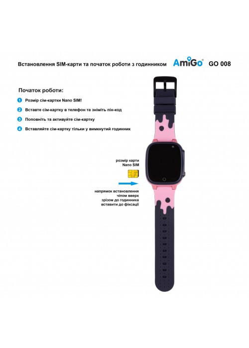Смарт годинник для дітей AmiGo GO008 MILKY GPS WIFI Pink