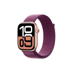Смарт-годинник Apple Watch Series 10 GPS 46mm з рожево-золотистим алюмінієвим корпусом та сливовим спортивним ремінцем (MWWV3QH/A)