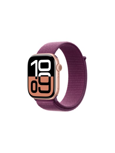 Смарт-годинник Apple Watch Series 10 GPS 46mm з рожево-золотистим алюмінієвим корпусом та сливовим спортивним ремінцем (MWWV3QH/A)