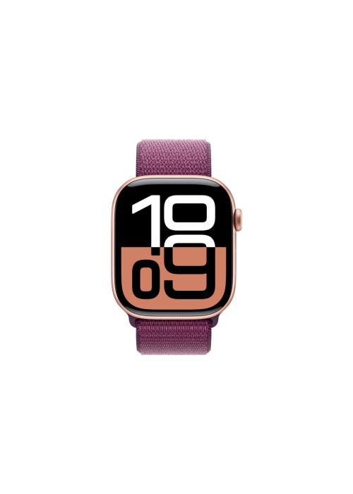 Смарт-годинник Apple Watch Series 10 GPS 46mm з рожево-золотистим алюмінієвим корпусом та сливовим спортивним ремінцем (MWWV3QH/A)