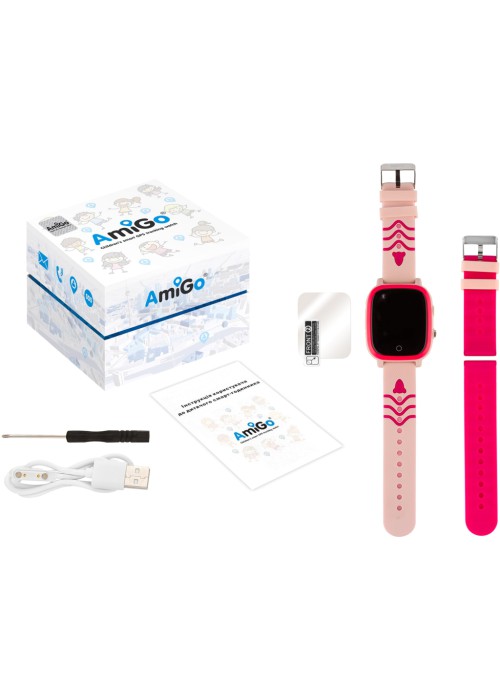 Дитячий Смарт часы AmiGo GO005 4G WIFI Thermometer Pink