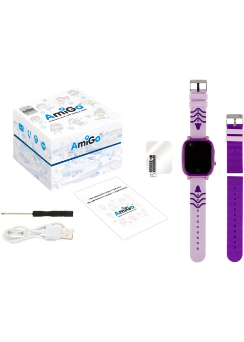 Дитячий Смарт часы AmiGo GO005 4G WIFI ThermometerPurple