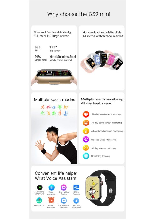 Смарт годинник Smart Watch GS9 mini Pink 