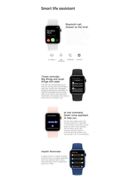 Смарт годинник Smart Watch GS9 mini Pink 