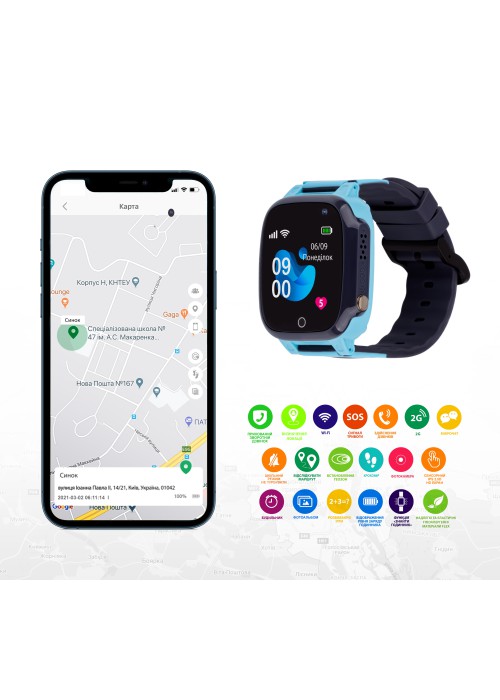 Смарт годинник для дітей AmiGo GO008 MILKY GPS WIFI Black