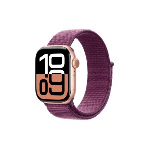 Смарт-годинник Apple Watch Series 10 GPS 42mm з алюмінієвим корпусом кольору рожевого золота зі спортивним ремінцем Plum (MWWK3QH/A)