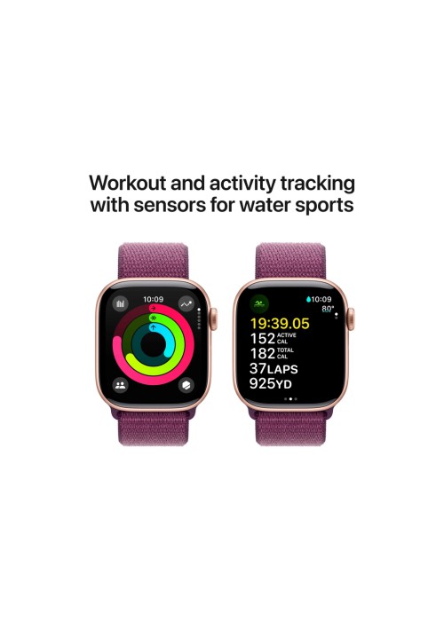 Смарт-годинник Apple Watch Series 10 GPS 42mm з алюмінієвим корпусом кольору рожевого золота зі спортивним ремінцем Plum (MWWK3QH/A)