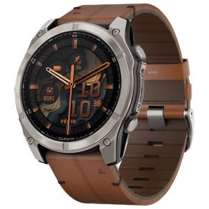 Смарт-годинник Garmin fenix 8 51mm, AMOLED, Sapphire, Bare Ti, Blk/Chsnt Lthr (010-02905-40)