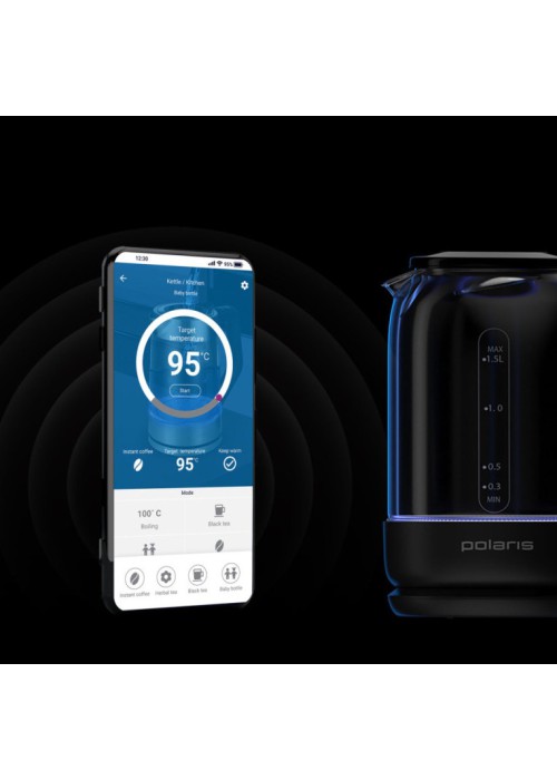 Электрочайник POLARIS PWK 17107CGLD WIFI IQ Home Чорний