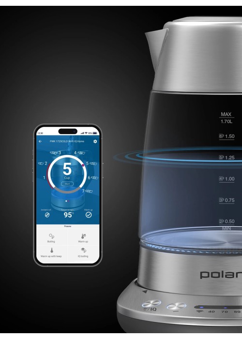 Электрочайник POLARIS PWK 17115CGLD WIFI IQ Home Матовий